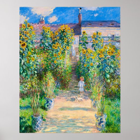 The Artist's Garden at Vetheuil,1880 by Monet ポスター (正面)