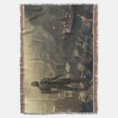 The Ascendant Guardian: Cyberpunk Sci Fi Art スローブランケット (正面縦)