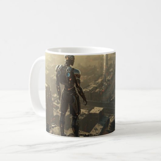 The Ascendant Guardian: Sci Fi Cyberpunk Mug コーヒーマグカップ (正面左)