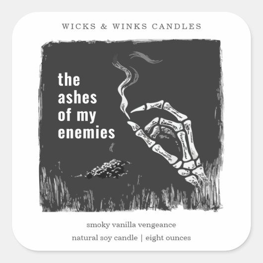 The Ashes My Enemies Funny Halloween Candle Label スクエアシール (正面)