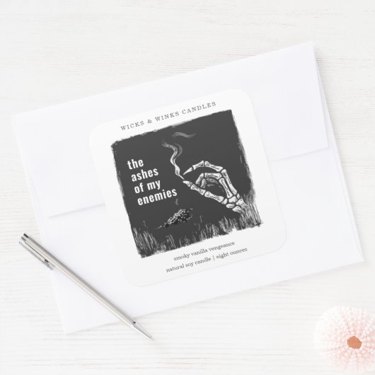 The Ashes My Enemies Funny Halloween Candle Label スクエアシール (封筒)