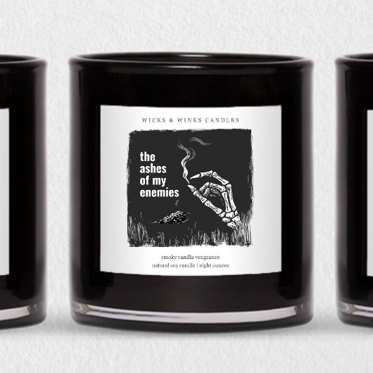 The Ashes My Enemies Funny Halloween Candle Label スクエアシール