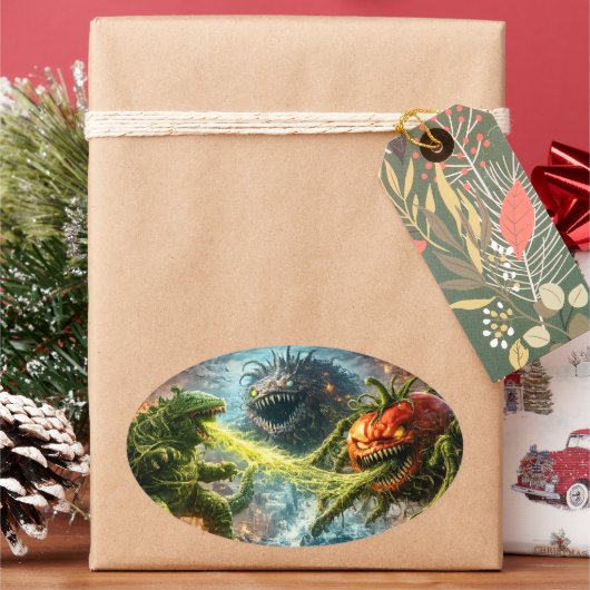 The attack of the Colossus mutant veggie oval stic 楕円形シール (クリスマス)