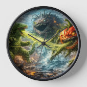 The attack of the Colossus round black wooden wall 壁時計 (正面)