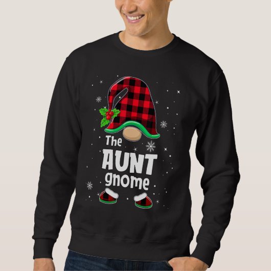 The Aunt Gnome Buffalo Plaid Christmas Matching Fa スウェットシャツ (正面)