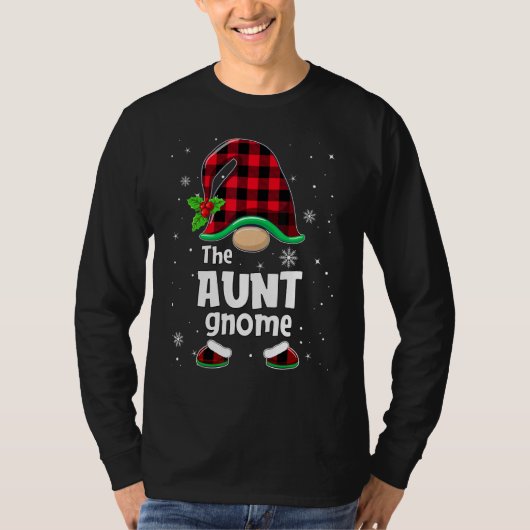 The Aunt Gnome Buffalo Plaid Christmas Matching Fa Tシャツ (正面)