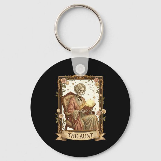 The Aunt Tarot Card Women Skeleton Aunty Book Love キーホルダー (正面)