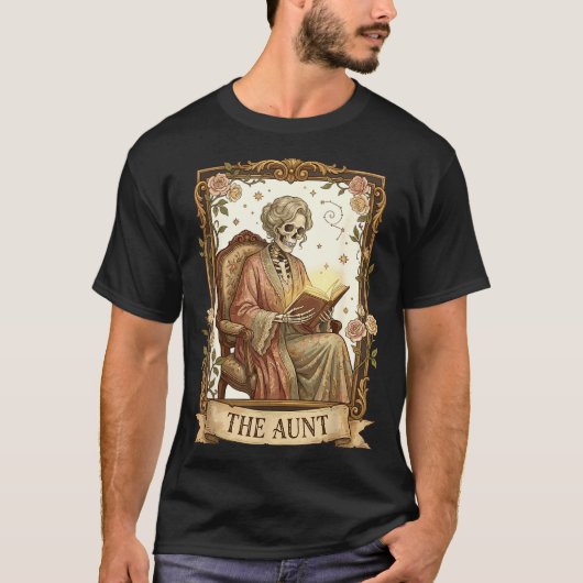 The Aunt Tarot Card Women Skeleton Aunty Book Love Tシャツ (正面)