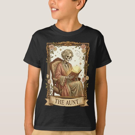The Aunt Tarot Card Women Skeleton Aunty Book Love Tシャツ (正面)