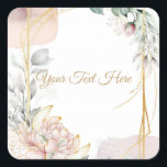 The Aureate Frame Floral Greenery Wedding  スクエアシール<br><div class="desc">Matching items available.</div>