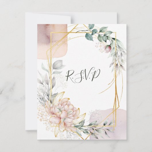 The Aureate Frame Floral Greenery Wedding R.S.V.P. 招待状 (裏面)