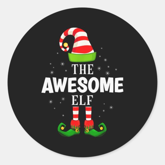 The Awesome Elf Christmas Pjs Matching Pajama ラウンドシール (正面)