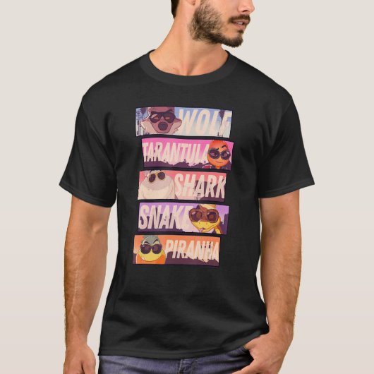 The Bad Guys Sunglasses Character Stacked Panels Tシャツ (正面)