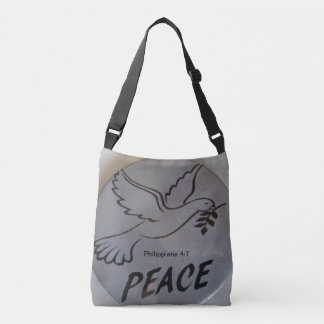 The bag features peace dove and scripture. クロスボディバッグ
