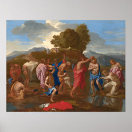 The Baptism of Christ - Nicolas Poussin Fine Art ポスター