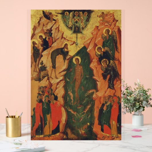 The Baptism of Jesus Christ Byzantine icon アクリルサイン (ウェディング)
