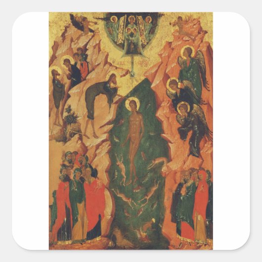 The Baptism of Jesus Christ Byzantine icon スクエアシール (正面)