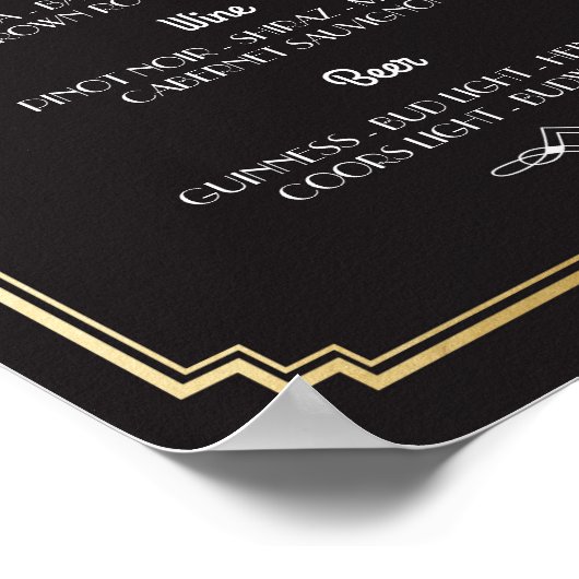 The Bar 1920's Art Deco Sign Wedding Reception ポスター (角)