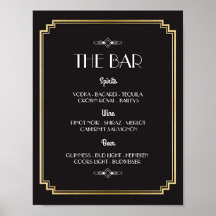 The Bar 1920's Art Deco Sign Wedding Reception ポスター