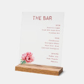 The BAR Elegant Gray Red Peony Minimalist アクリルサイン (傾斜)