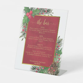 The Bar Holly & Pine Holiday Wedding Drinks Menu 台座サイン