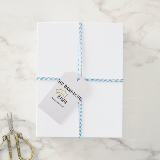 The Barbecue king crownadd name text cooking best  ギフトタグ (より糸付き)