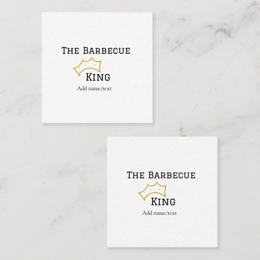 The Barbecue king crownadd name text cooking best  スクエア名刺 (正面/裏面)
