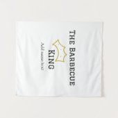 The Barbecue king crownadd name text cooking best  タペストリー (正面(横))