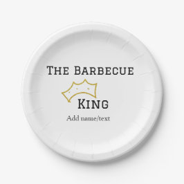 The Barbecue king crownadd name text cooking best  ペーパープレート