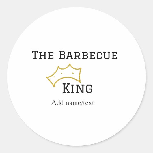 The Barbecue king crownadd name text cooking best  ラウンドシール (正面)