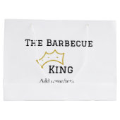 The Barbecue king crownadd name text cooking best  ラージペーパーバッグ (裏面)