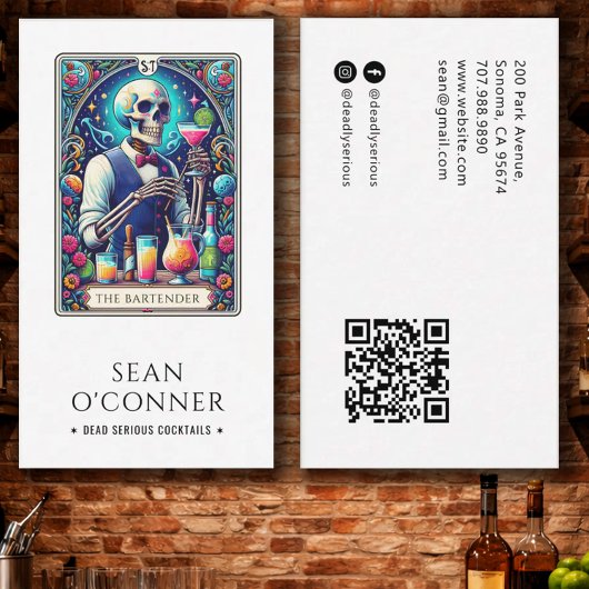 The Bartender Tarot Skeleton QR 名刺