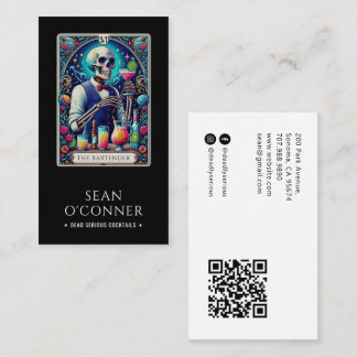The Bartender Tarot Skeleton QR Code Black 名刺