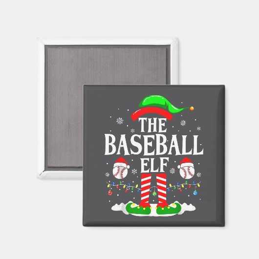The Baseball Elf Funny Christmas Srt Lovers Xmas E マグネット (正面/裏面)