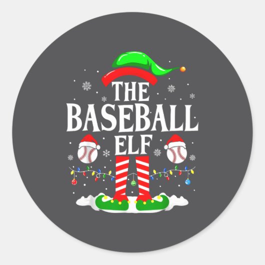 The Baseball Elf Funny Christmas Srt Lovers Xmas E ラウンドシール (正面)