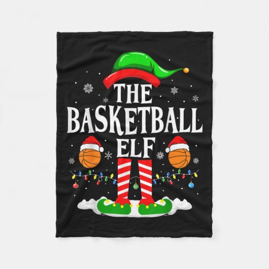 The Basketball Elf Bball Xmas Basketball Christmas フリースブランケット (正面)