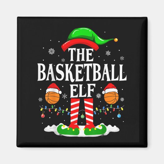 The Basketball Elf Bball Xmas Basketball Christmas マグネット (正面)