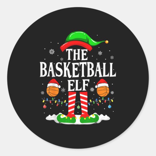The Basketball Elf Bball Xmas Basketball Christmas ラウンドシール (正面)