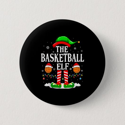 The Basketball Elf Bball Xmas Basketball Christmas 缶バッジ (正面)