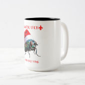 The Bayou Fly says Happy Holidays  ツートーンマグカップ (正面右)