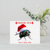 The Bayou Fly says Happy Holidays  箔シーズンポストカード (立ち正面)