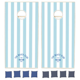 The Beach Club Custom Crest Blue Cabana Stripe