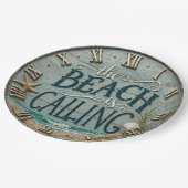 The Beach Is Calling Rustic Beach House Ocean ペーパープレート (アングル)