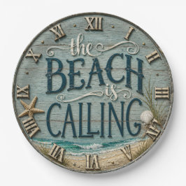 The Beach Is Calling Rustic Beach House Ocean ペーパープレート
