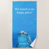 The Beach is my Happy Place Blue Dolphin Beach ビーチタオル (正面)
