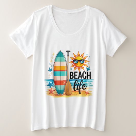 The Beach Life  プラスサイズTシャツ (デザイン正面)