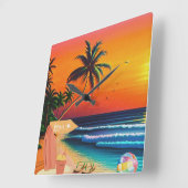 THE BEACH SUNSET スクエア壁時計 (傾斜)