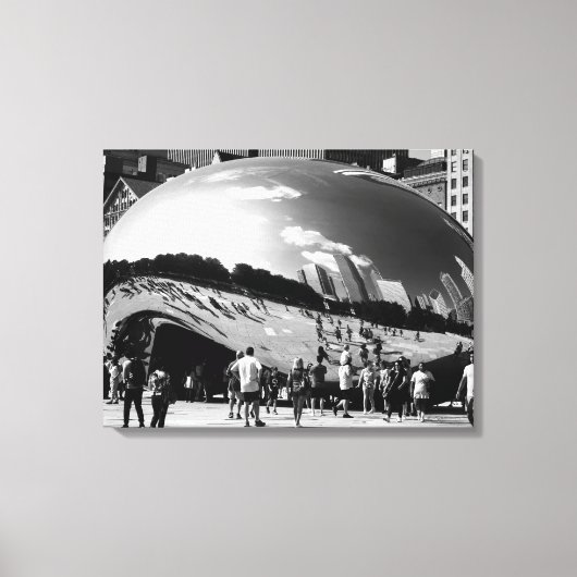 The Bean | シカゴのモノクローム風景 キャンバスプリント (正面)