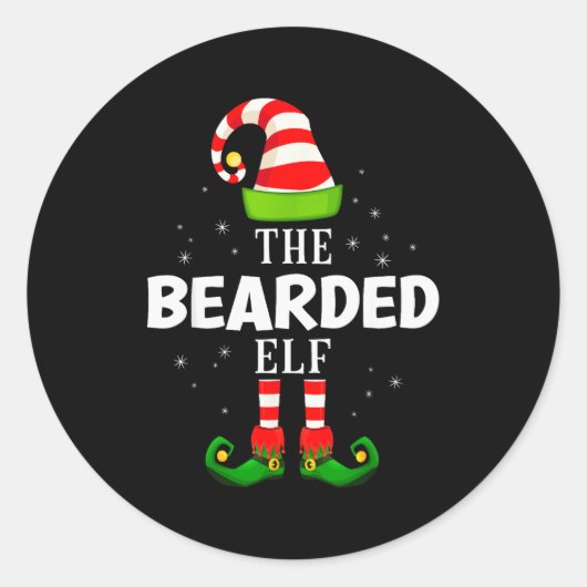 The Bearded Elf Christmas Pjs Matching Pajama  ラウンドシール (正面)