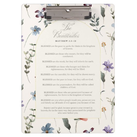 The Beatitudes Matthew 5:3–12 Floral Scripture クリップボード (正面)